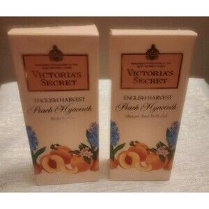 Vintage Victoria's Secret English Harvest Peach Hyacinth Lotion Bath Gel Set